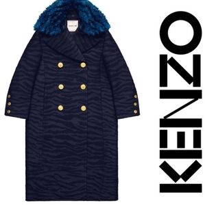 Kenzo Navy and Blue Trench Coat